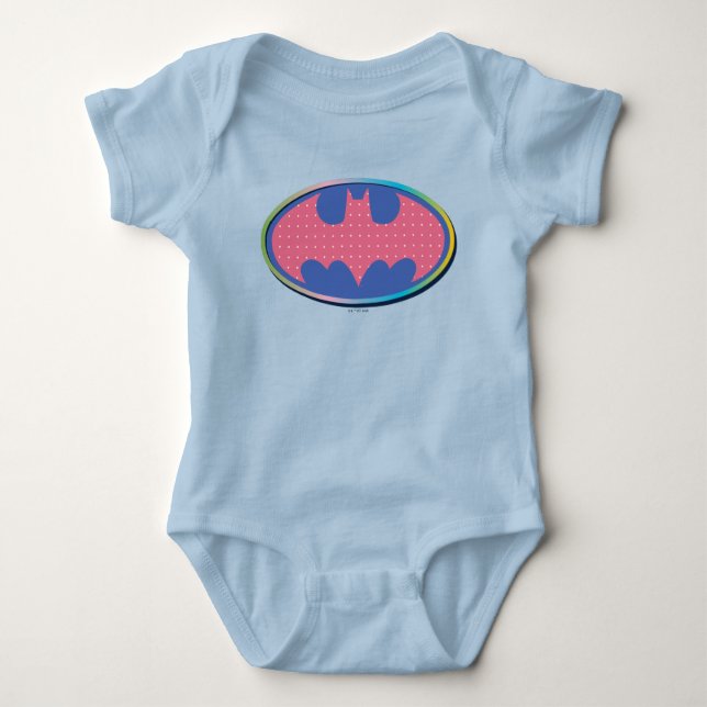 Batman | Rosa Polka-Dot-Logo Baby Strampler (Vorderseite)