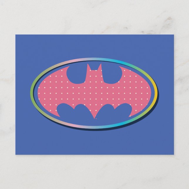 Batman | Rosa Polka-Dot-Logo Postkarte (Vorderseite)