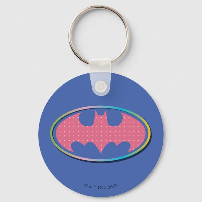 Batman | Rosa Polka-Dot-Logo Schlüsselanhänger (Vorderseite)