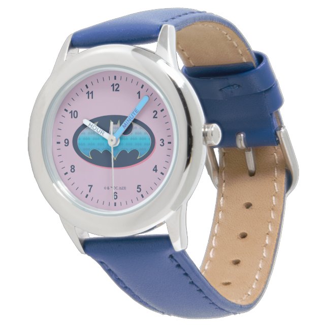 Batman | Rosa und Blau Armbanduhr (Schrägansicht)
