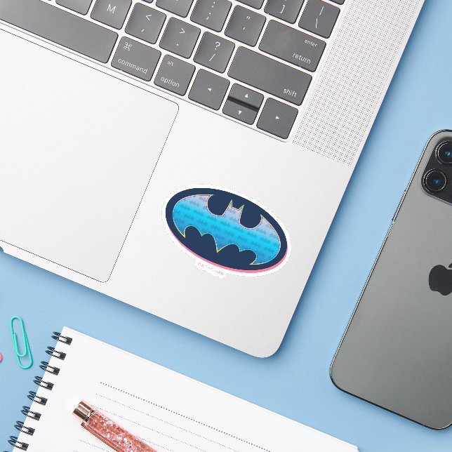 Batman | Rosa und Blau Aufkleber (Laptop mit iPhone)