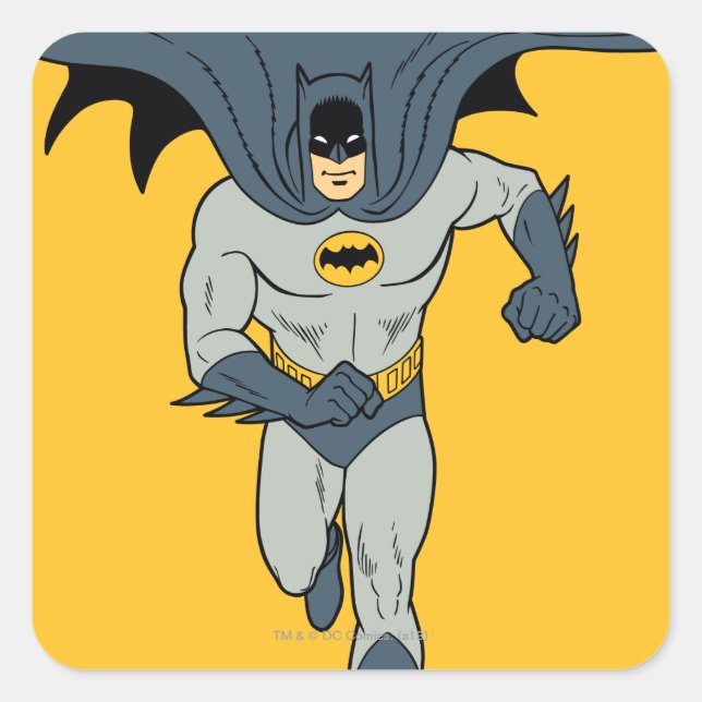 Batman Running Quadratischer Aufkleber (Vorderseite)