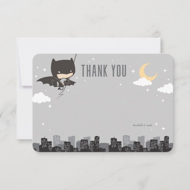 Batman Super Hero Babydusche Danke Einladung (Vorderseite)