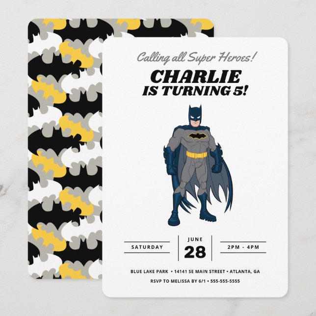 Batman Super Hero Birthday Einladung (Vorne/Hinten)