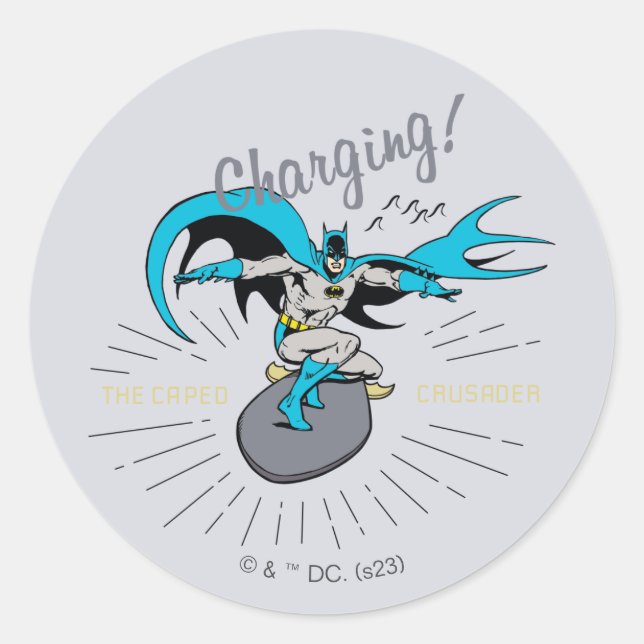 Batman Surfing - Ladung! Runder Aufkleber (Vorderseite)