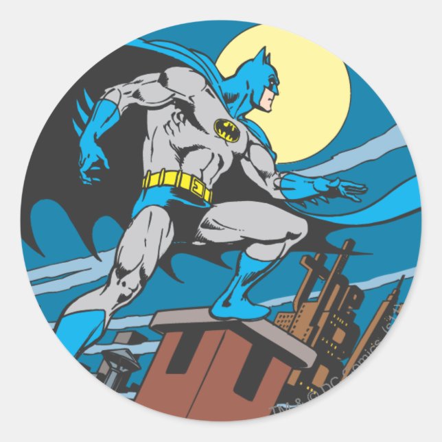 Batman Surveys Stadt Runder Aufkleber (Vorderseite)