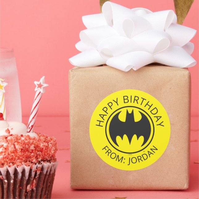 Batman Symbol | Bat Circle Logo | Happy Birthday Runder Aufkleber (Party)