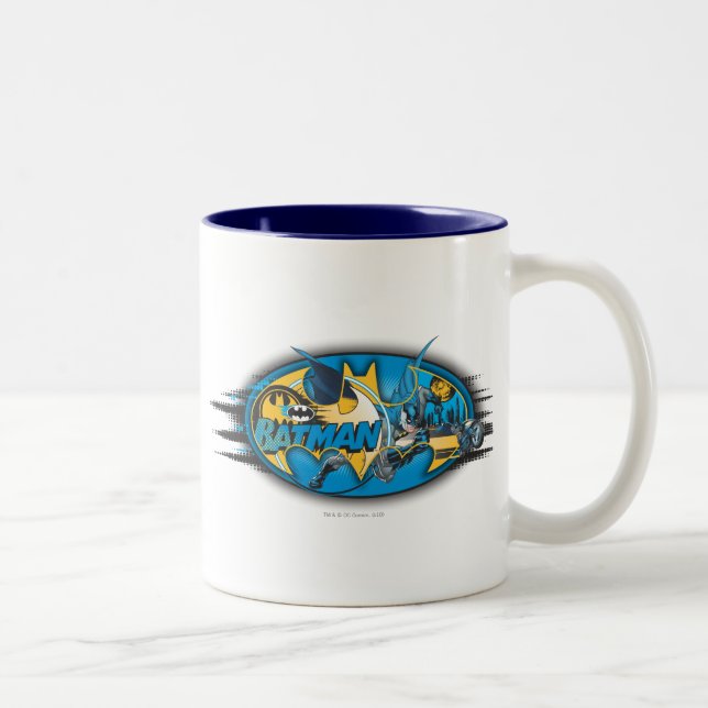 Batman Symbol | Classic Collage Logo Zweifarbige Tasse (Rechts)