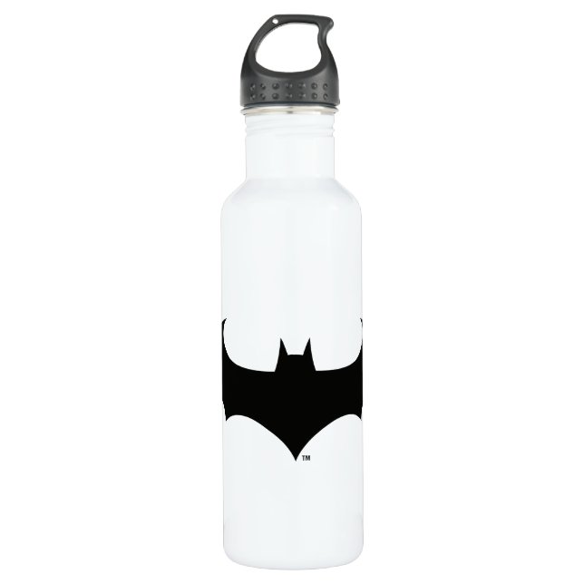 Batman Symbol | Einfache Bat-Silhouette Edelstahlflasche (Vorderseite)