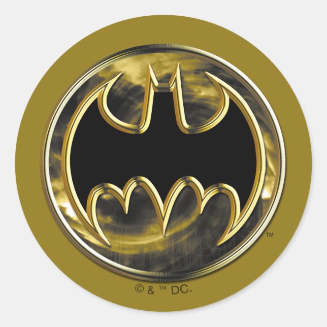 Batman Symbol | Gold-Logo Runder Aufkleber (Vorderseite)