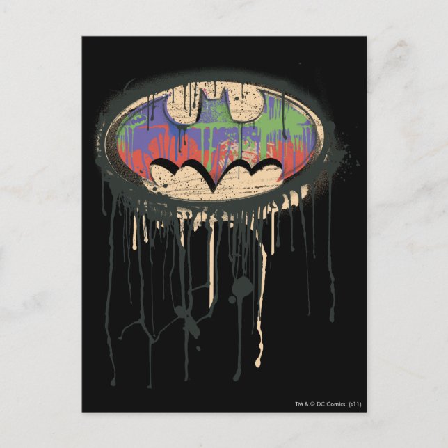 Batman Symbol | Green Lila Red Logo Postkarte (Vorderseite)