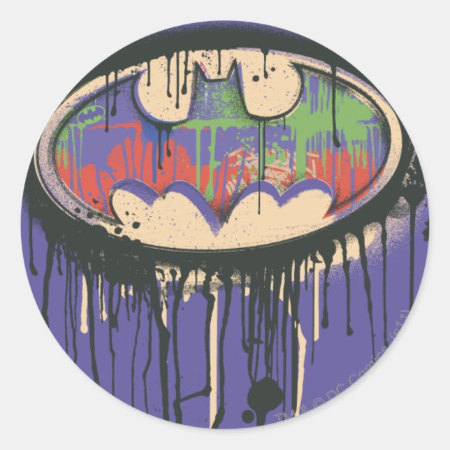 Batman Symbol | Green Lila Red Logo Runder Aufkleber (Vorderseite)