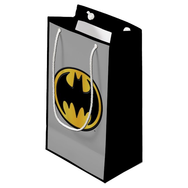 Batman Symbol | Klassisches Round-Logo Kleine Geschenktüte (Vorderseite Schrägansicht)