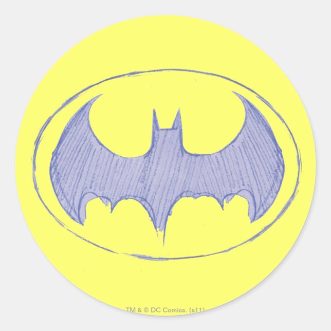 Batman Symbol | Lila Sketchbuch Runder Aufkleber (Vorderseite)