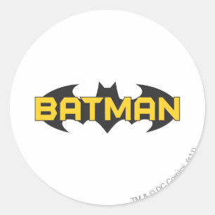 Batman Symbol   Name Gelb/Schwarz-Logo Runder Aufkleber