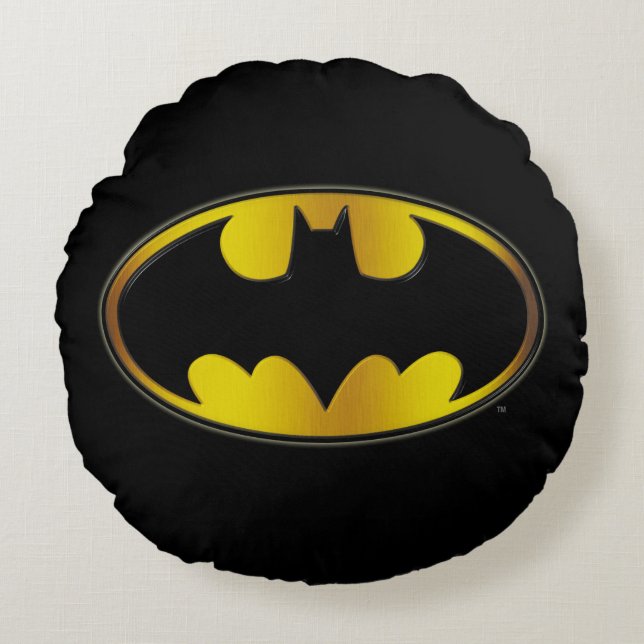 Batman Symbol | Oval Gradient Logo Rundes Kissen (Vorderseite)