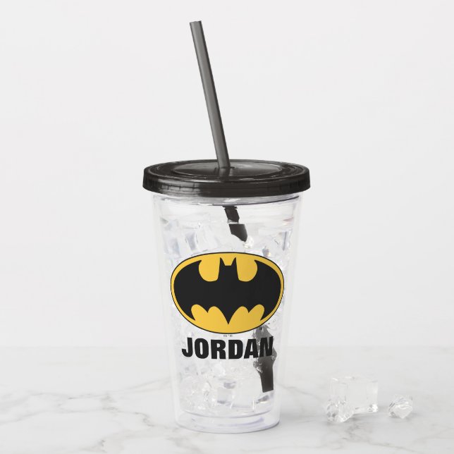 Batman Symbol | Oval Logo Acryltrinkbecher (Vorderseite Ice)