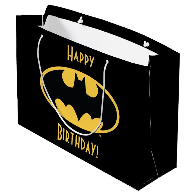 Batman Symbol | Oval Logo Große Geschenktüte (Rückseite Schrägansicht)