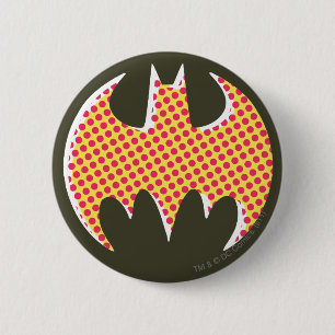 Batman Symbol Red Halftone Logo Button