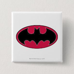 Batman Symbol Rotes Schwarzes Logo Button