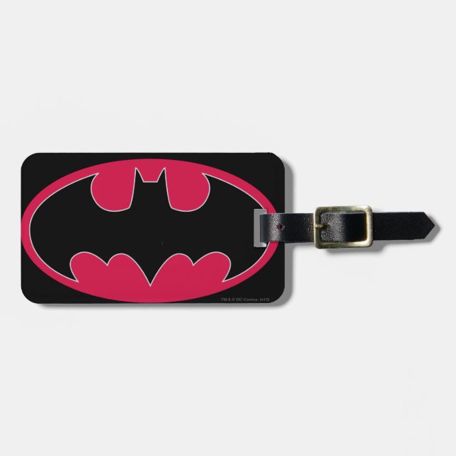 Batman Symbol | Rotes Schwarzes Logo Gepäckanhänger (Vorderseite horizontal)