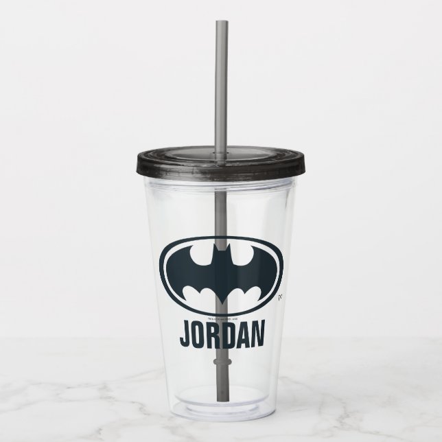 Batman Symbol | Schwarz-Weiß-Logo Acryltrinkbecher (Vorderseite)