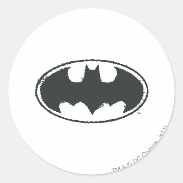 Batman Symbol | Schwarz-weißes Spray-Logo Runder Aufkleber (Vorderseite)