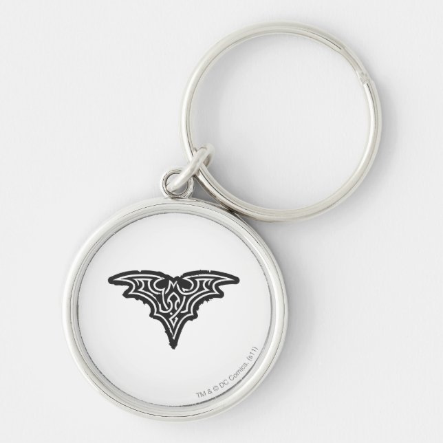 Batman Symbol | Schwarz-weißes städtisches Logo Schlüsselanhänger (Vorne)