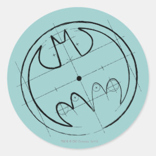 Batman Symbol   Technisches Sketch-Logo Runder Aufkleber