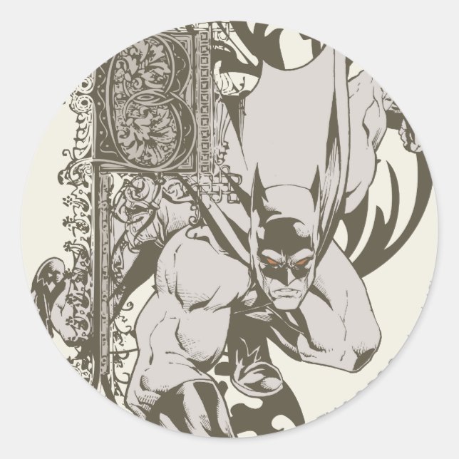 Batman und Dekorationsbrief B Runder Aufkleber (Vorderseite)