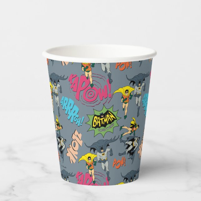 Batman und Robin Action Pattern Pappbecher (Vorderseite)