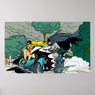 Batman und Robin im Batcycle Poster