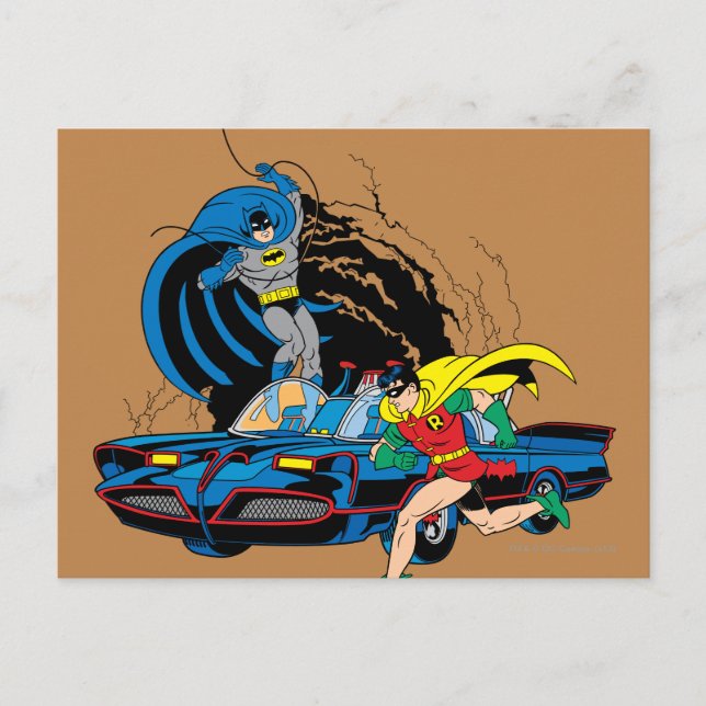 Batman und Robin in Batcave Postkarte (Vorderseite)