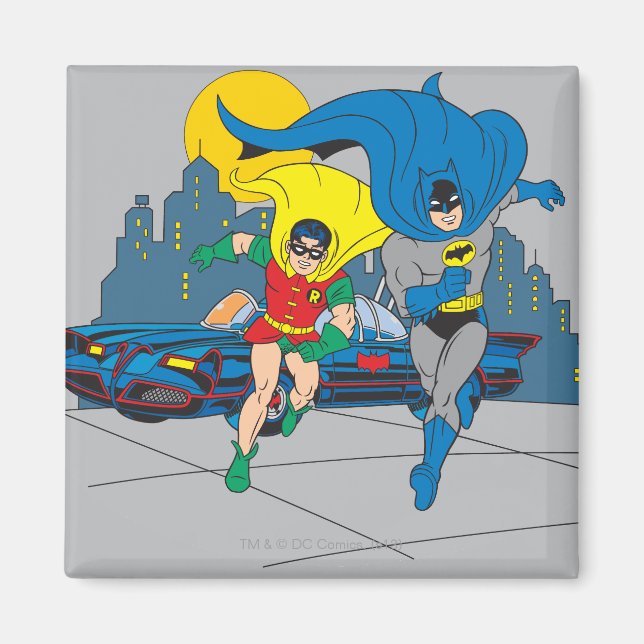 Batman und Robin laufen Magnet (Vorne)