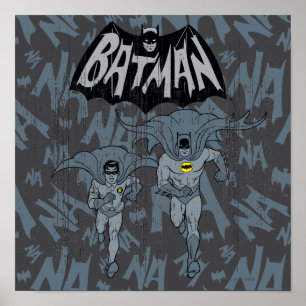 Batman und Robin mit Logo abgenutzte Grafik Poster