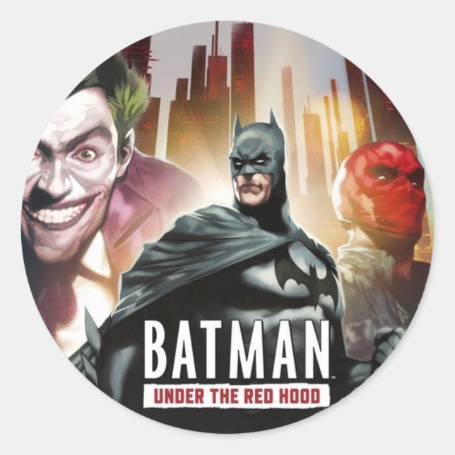 Batman unter der Roten Hood Runder Aufkleber (Vorderseite)