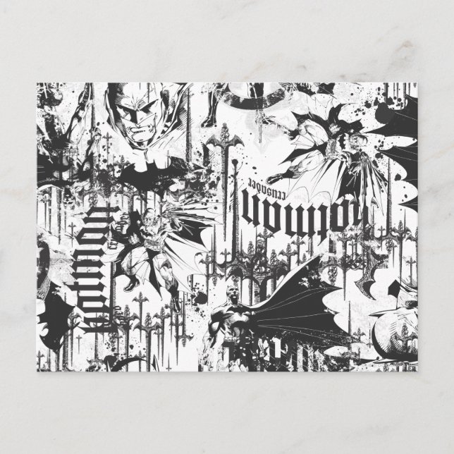 Batman Urban Legends - Caped Crusader Pattern BW Postkarte (Vorderseite)