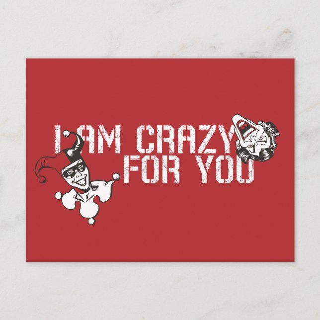 Batman Valentine | Joker & Harley - Crazy für Sie Feiertagspostkarte (Vorderseite)