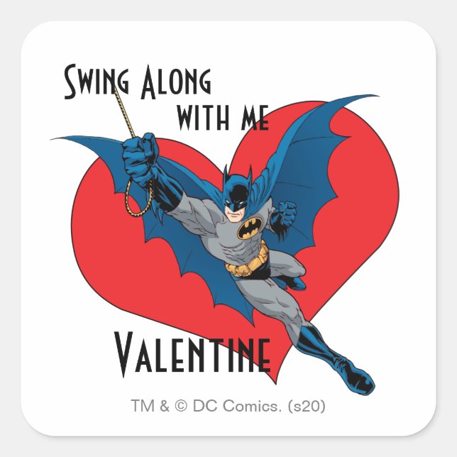 Batman Valentine | Mit mir Quadratischer Aufkleber (Vorderseite)