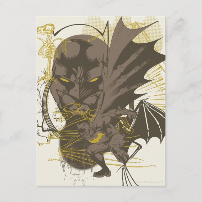 Batman Vintag Grunge Portrait Postkarte (Vorderseite)