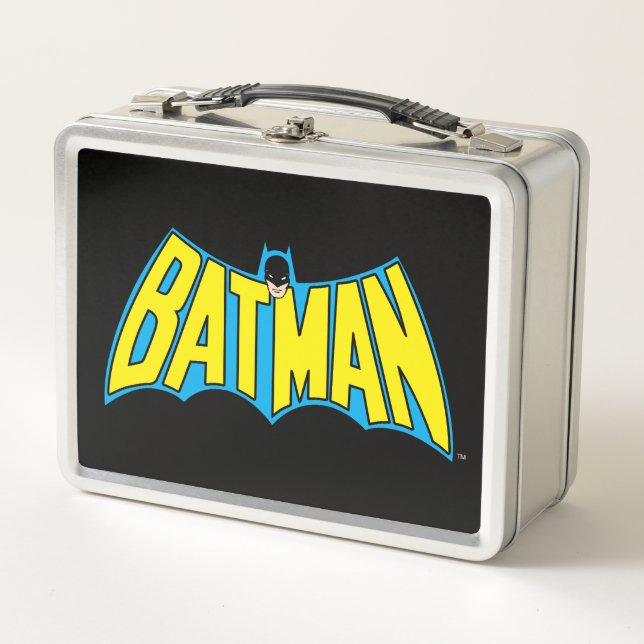 Batman | Vintages Gelbblau-Logo Metall Brotdose (Vorderseite)