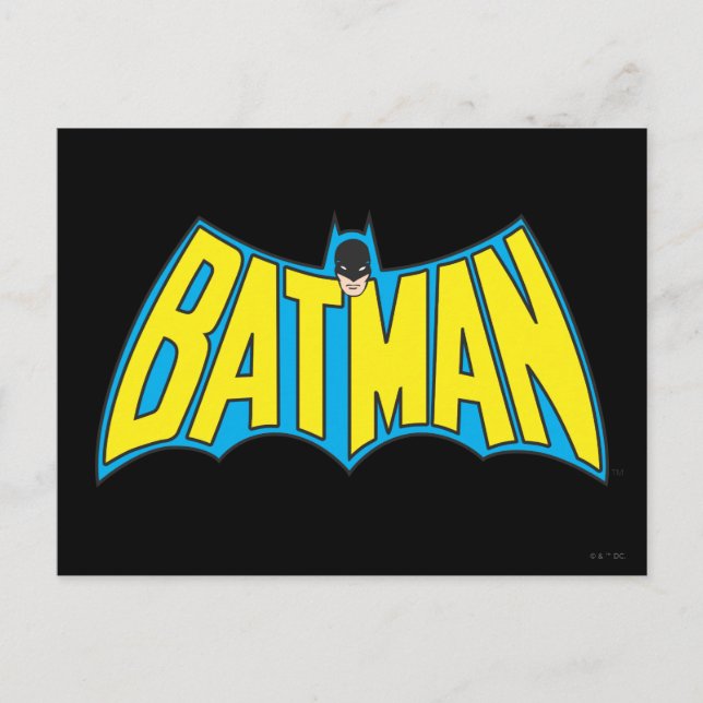 Batman | Vintages Gelbblau-Logo Postkarte (Vorderseite)