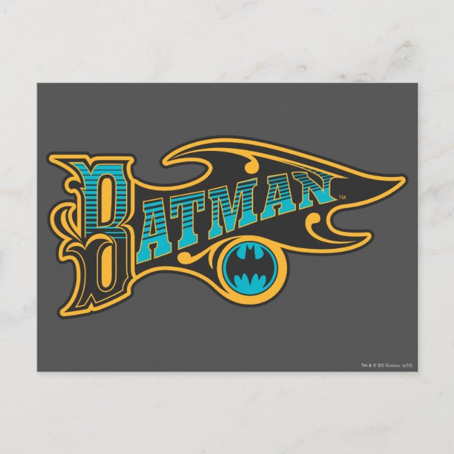 Batman | Vintages Türkislogo Postkarte (Vorderseite)