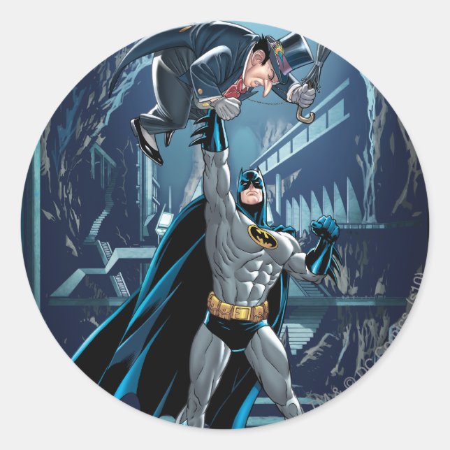 Batman vs. Penguin Runder Aufkleber (Vorderseite)