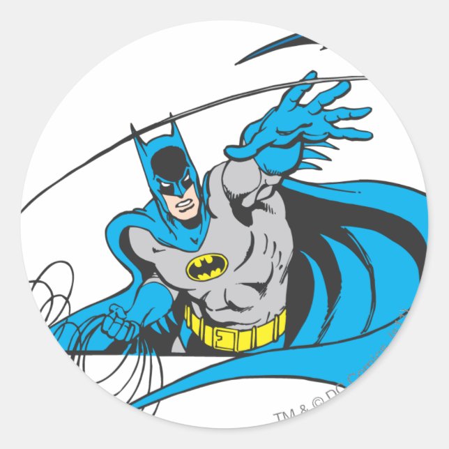 Batman wirft Batarang 3 Runder Aufkleber (Vorderseite)
