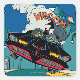 Batmobil Wroom! Quadratischer Aufkleber