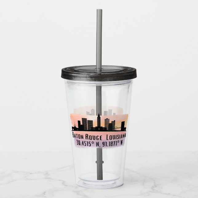 Baton Rouge LA City Skyline Acryltrinkbecher (Vorderseite)