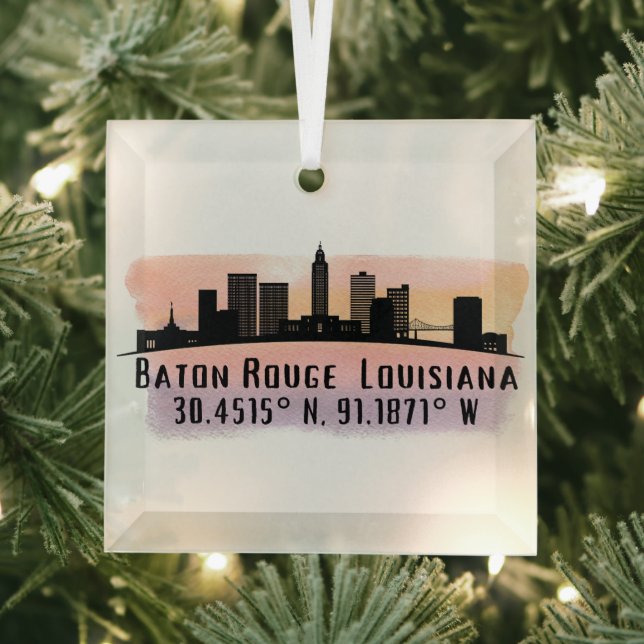 Baton Rouge LA City Skyline Ornement en verre (Insitu)