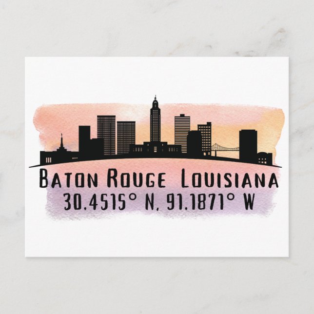 Baton Rouge LA City Skyline Postkarte (Vorderseite)