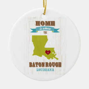 Baton-Rouge, Louisiana Karte - Zuhause ist wo Keramikornament